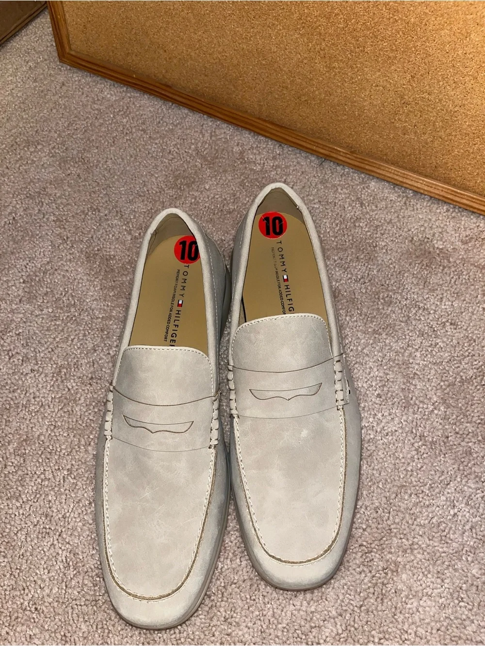 Tommy Hilfiger Men’s Light Gray Suede Penny Loafers